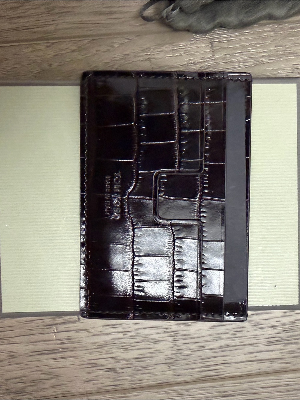 Tom Ford Espresso Croc-Embossed Leather Card Case